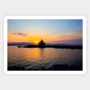 Argostoli lighthouse Sunset, Kefalonia Sticker